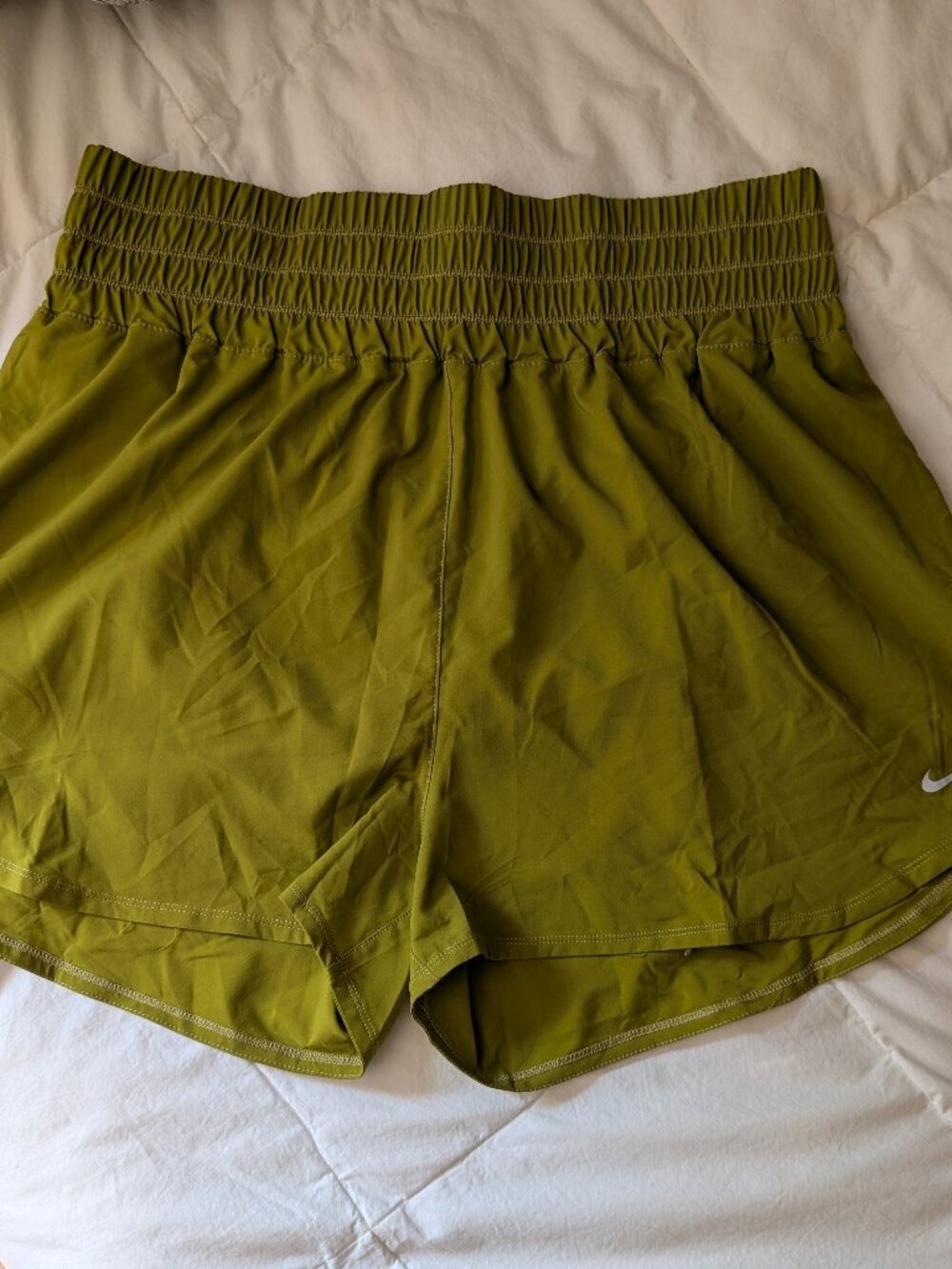 Nike Dri-FIT Olive Green Smocked Waistband Athletic Running Shorts XXL